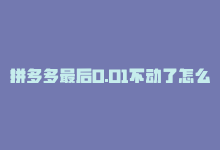 拼多多最后0.01不动了怎么办，拼多多神招解决0.01尾款不能支付问题-商城24小时自助下单