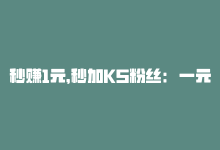 秒赚1元，秒加KS粉丝：一元1000赞软件-商城24小时自助下单