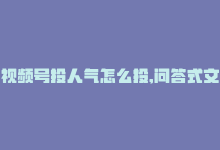 视频号投人气怎么投,问答式文章：如何对视频号进行有效的人气投资!-商城24小时自助下单