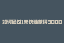 如何通过1元快速获得3000忠实粉丝，如何通过1元快速获得3000忠实粉丝-商城24小时自助下单