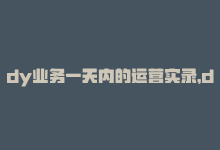 dy业务一天内的运营实录，dy业务一天内的运营实录-商城24小时自助下单