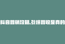 抖音营销攻略,引爆营收是真的吗，抖音营销攻略，引爆营收！-商城24小时自助下单