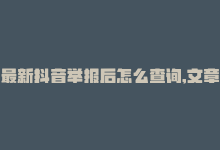 最新抖音举报后怎么查询,文章标题：抖音举报后如何查询？详细步骤解析!-商城24小时自助下单