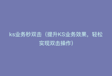 ks业务秒双击（提升KS业务效果，轻松实现双击操作）-商城24小时自助下单