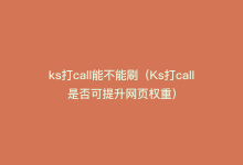 ks打call能不能刷（Ks打call是否可提升网页权重）-商城24小时自助下单