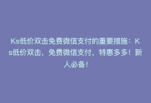 Ks低价双击免费微信支付的重要措施：Ks低价双击，免费微信支付，特惠多多！新人必备！-商城24小时自助下单