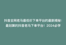 抖音全网老马最低价下单平台的最新揭秘：最划算的抖音老马下单平台！2024必学-商城24小时自助下单