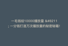 一毛钱给10000播放量 – 一分钱打造万次播放量的秘密秘籍！-商城24小时自助下单